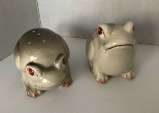 Vintage Hand Painted Frogs Salt & Pepper Set By Fitz And Floyd Ff Japan