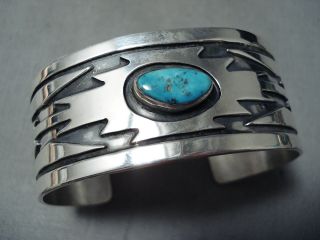 Intricate Vintage Hopi/ Navajo Turquoise Sterling Silver Bracelet