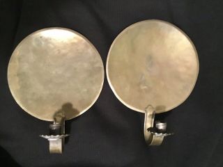 Set 2 Mid Century Modern Metal Wall Plate Candle Stick Holder Sconce
