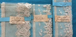 3 Piecres 19th Century Hand Made Lace Border From France.