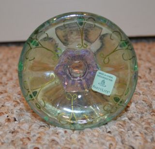 PartyLite Mardi Gras Taper Candle Holder Pair Purple Green Glass 3