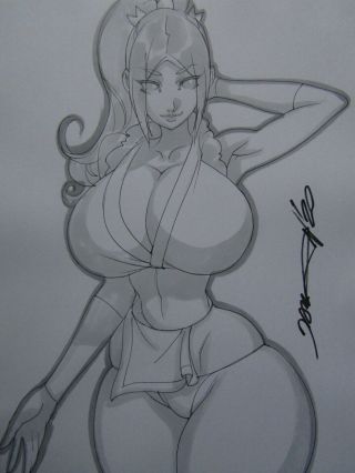 Mai Shiranui Fatal Fury Thicc Girl Sexy Busty Sketch Pinup - Daikon Art
