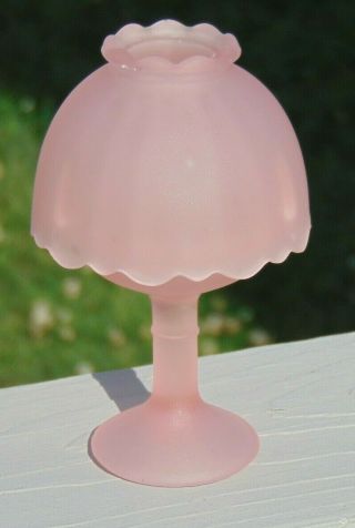 Vintage Pink Custard Glass Fairy Lamp Candle Votive 6 " Tall