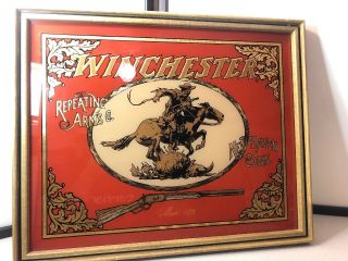 Winchester Repeating Arms 1873 Rifle Firearms Gun Advertising Bar Mirror