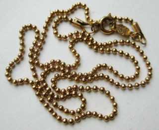Fine Vintage 14k Solid Yellow Gold 16.  5 " Ball Chain Necklace 2.  3g