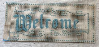 Antique Victorian Punch Paper Punched Paper Bristol Board Sampler Welcome