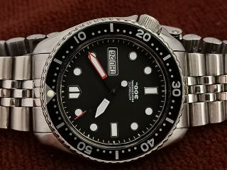 Vintage Seiko Stunning Black 300m Mod Diver 6309 - 7290 Automatic Men Watch 7d0085