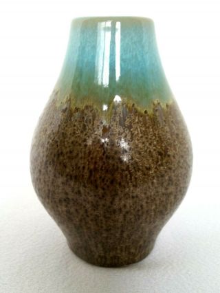 Weed Pot Bud Vase Drip Glaze Brown Turquoise Blue Mid Century Modern Vintage