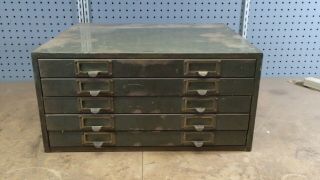 Vintage Metal Flat File Cabinet Lateral Horizontal Filing Drawers Industrial
