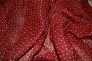 Antique Edwardian Era Semi Sheer Cotton Dress Remnant Red Pin Dot Dolls Clothes