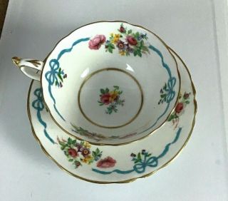 Vintage Paragon Bone China Tea Cup & Saucer Double Stamp Bows Ribbons 3pc 2