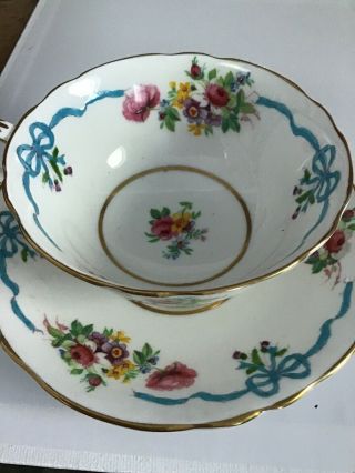 Vintage Paragon Bone China Tea Cup & Saucer Double Stamp Bows Ribbons 3pc 3