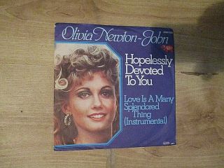 7 " Vinyl Record Picture Cover - Olivia Newton John - Hopelessly Devoted To You