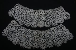 Antique White Cotton Irish Crochet 2 Piece Collar? Edging (202)