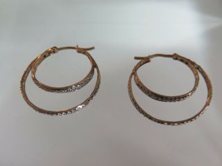Vintage 14k Yellow Gold Diamond Round Hoop Earrings (320)
