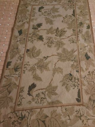 10783estate Vintage French Aubusson Rug/tapestry Hand Embroidered 4.  4x2.  5feet