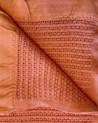 Vintage 1960s Retro Moderna Cel Pure Wool Blanket Throw Large 200cm Pink 2