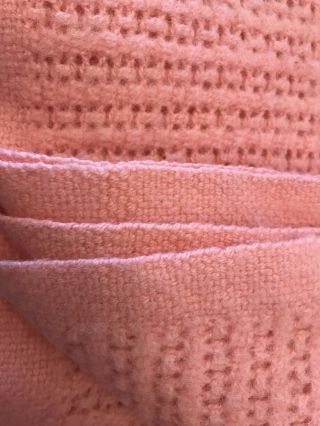 Vintage 1960s Retro Moderna Cel Pure Wool Blanket Throw Large 200cm Pink 3