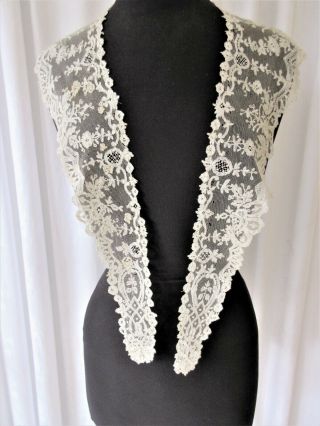 Antique Late 19th Century Brussels Bobbin Lace Collar.  Collector Study