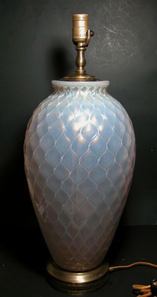 Huge Vintage Mid Century Modern Murano Art Glass Lamp Barovier & Toso Opalescent