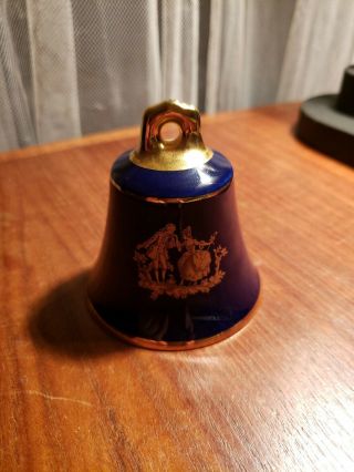 Vintage Limoges Castel France Gold Trim Bell Cobalt Blue