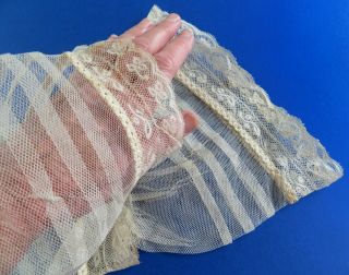 A Victorian Engageant Sleeves With Hand Made Valencienne Lace Cuffs