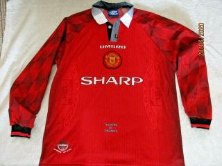 Manchester United Man Utd Football Shirt Vintage 1996/98 L/s Size Large L Adult
