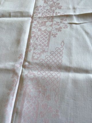 Pastel Pink,  Irish Damask Linen Table Cloth Shamrock
