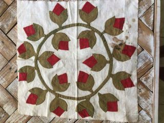 Back In Time Textiles Antique 1850 Quilt Block Turkey Red Green Hand Stitched