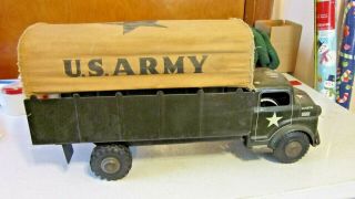 Vintage Lumar Marx U.  S.  Army Truck U.  S.  5417314 W/original Canvas Canopy