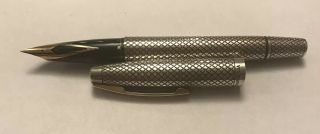 Vintage Sheaffer Sterling Silver Diamond Pattern Fountain Pen 14k Gold Nib.