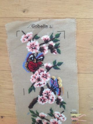 French Gobelin L Tapestry Embroidery Pull Bell Un Completed Needlepoint Textile 2