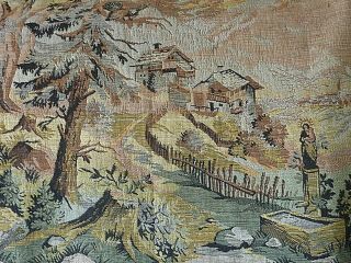 Estate Vintage European Tapestry - Deer,  Scenic,  Houses,  Virgin Mary Image 2