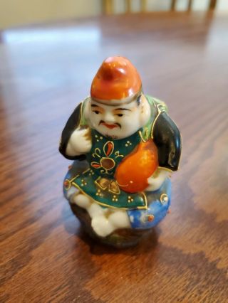 Kutani Ceramic Vintage Asian Man Holding Goldfish Salt Or Pepper