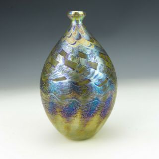 Vintage Norman Stuart Clarke - Iridescent Studio Glass Vase -