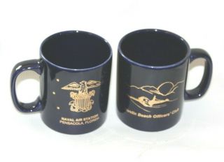 2 - Rare Naval Air Station Pensacola Florida Mugs Mustin Beach Officers Club