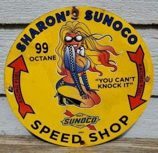Vintage Porcelain Sharons Sunoco Gas And Oil Sign