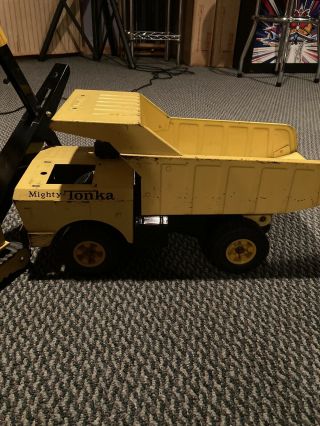 Vintage 1960,  S Yellow Metal Mighty Tonka Dump Truck And Shovel Set