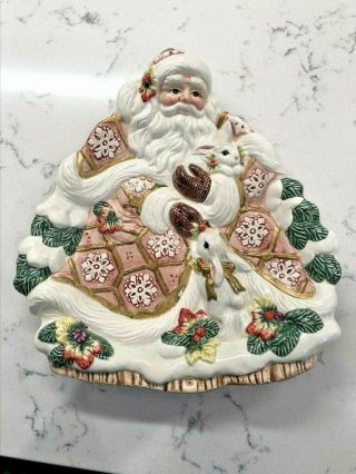 Fitz And Floyd Snowy Woods Santa Canape Plate