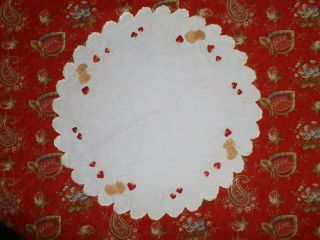 Antique Society Silk Doily Victorian Hand Embroidery Strawberries Art Nouveau