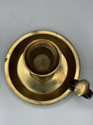 Vintage Brass Candle Stick Holder With Finger Handle