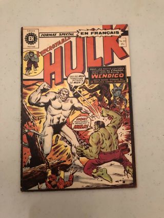 The Incredible Hulk 162 1st App Of Wendigo French Canadian Editions HÉritage