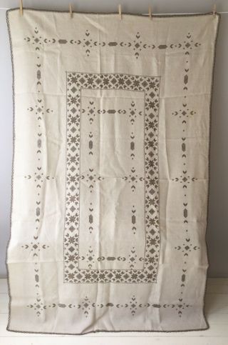 Vintage Lefkara Hand Embroidered Linen Tablecloth