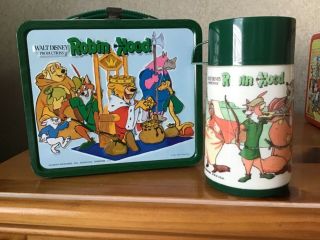 Vintage Walt Disney Robin Hood Lunchbox And Thermos