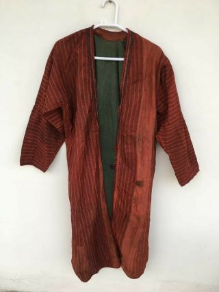 428 Uzbek Antique Silk Robe Dress Chapan Kaftan Collectable 50 × 24 Inches