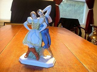 Vintage Herend Hand Painted Porcelain Dancing Couple Figurine