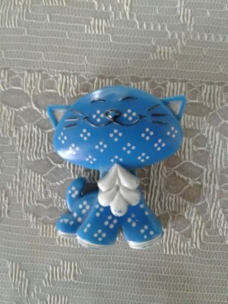 Vintage Avon Blue Calico Cat Perfume Fragrance Glace Pin Pal