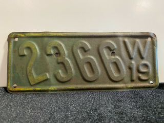 Rare Antique Vintage 1919 Wisconsin Motorcycle License Plate Tag Harley Indian