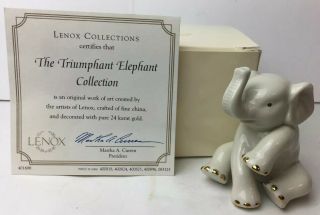 Lenox Baby Elephant Figurine Fine China With 24 K Trim With Certificate