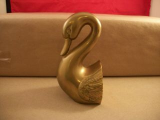 Vintage Heavy Solid Brass Swan Book End 5.  75 " Tall - 2.  5 Pounds